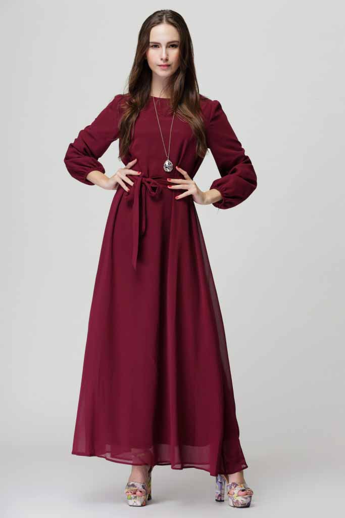 BAJU GAMIS MAROON SIMPLE CANTIK 2016 | Jual | Model Terbaru | Murah