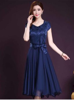 JUAL DRESS PESTA ELEGANT NAVY TERBARU MURAH