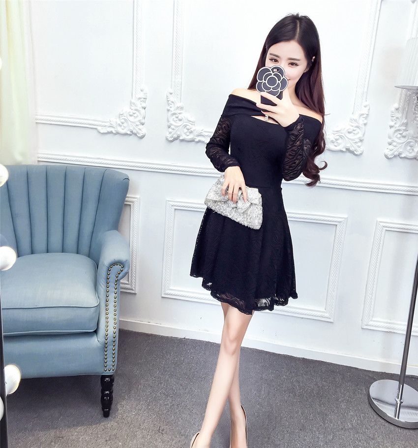  DRESS  WANITA KOREA WARNA  HITAM  SEXY Jual Model Terbaru 