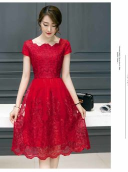 DRESS PESTA BROKAT MERAH IMPORT 2022 Jual Model 